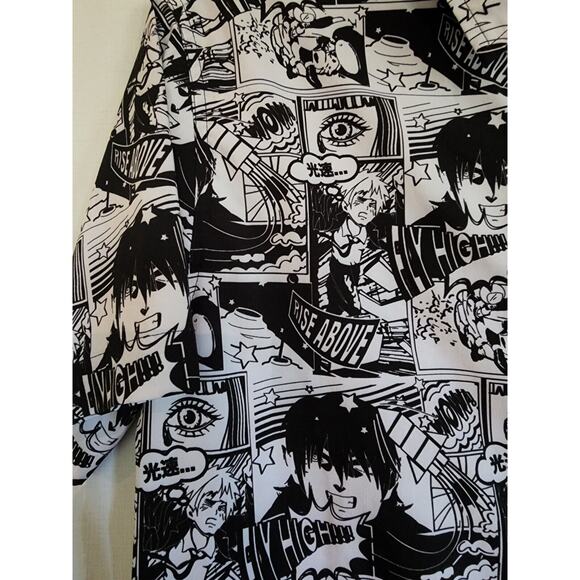 Anime Japanese Comic Strip Manga Graphic Art button up Short Sleeve Shirt Small - Picture 5 of 9